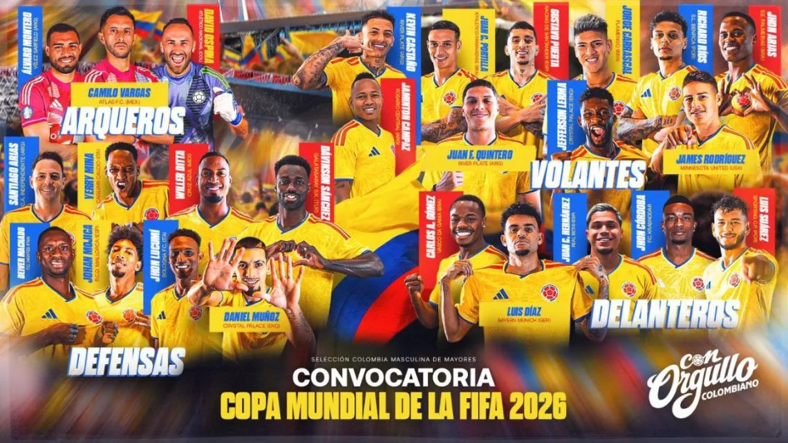 Colombia oficializa sus 26 convocados para el Mundial 2026 con mezcla de experiencia y juventud