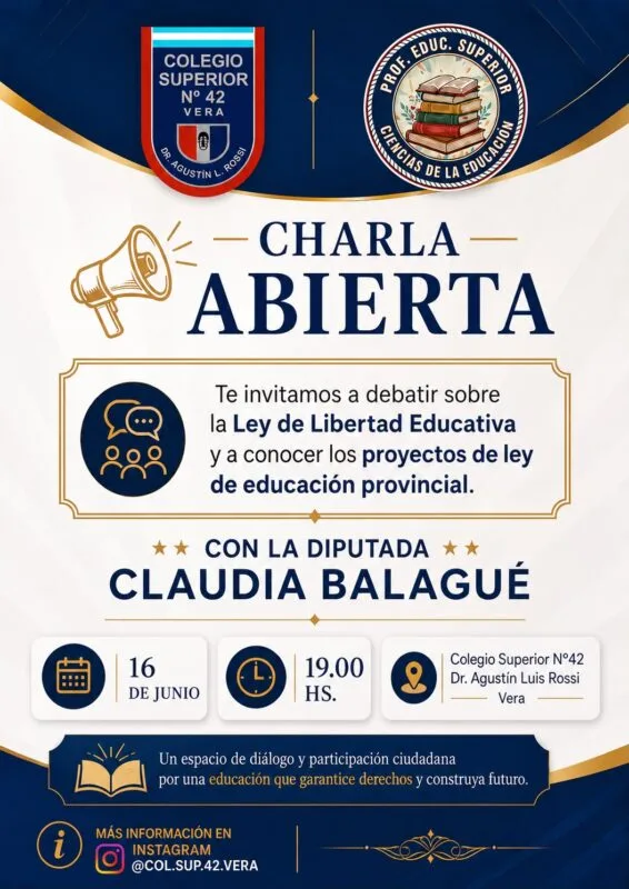 Vera será escenario de un debate clave para la futura Ley de Educación de Santa Fe