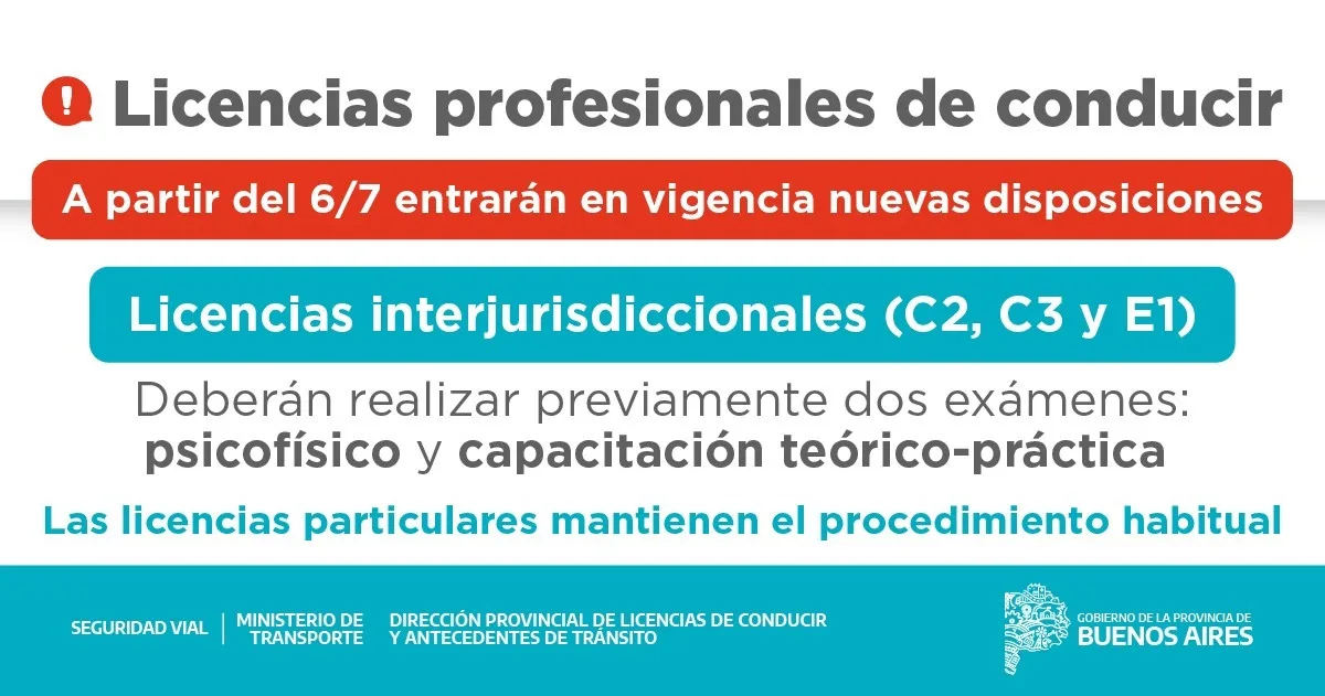Cambios en licencias profesionales de conducir en Esteban Echeverría a partir de 2026