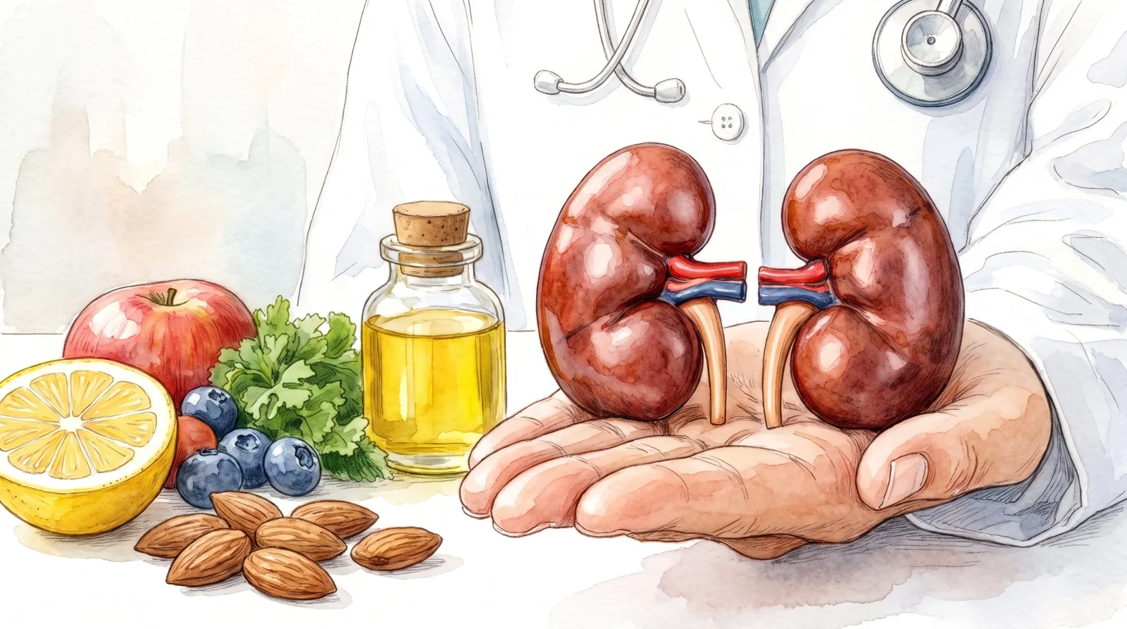 Colación sencilla con manzana y almendras que favorece la salud renal y cardiovascular